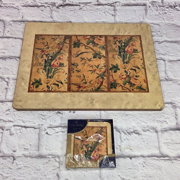 Vtg Pimpernel Premier Collection 4 Placemats 6 Coasters Set Oriental Expressions - Picture 2 of 8